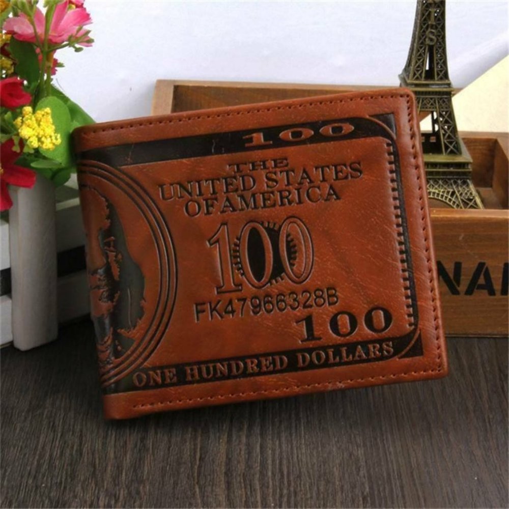 Funny Men's Gag Wallet - 100 Dollar Bill Leather B